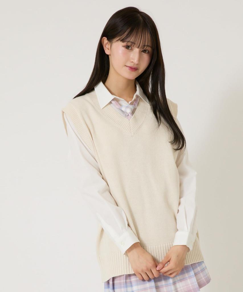 WEGO School Solid Knit High Classic Everyday Size F Vest, Vest, Uniform, Student, School, Simple, School, Sweater, Gift, Present, Wear, Spring,