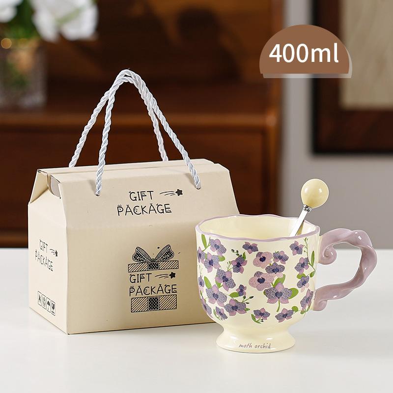 Ceramic Goblet Gift Box for Teacher Cup Souvenir Mug Underglaze Colored Water Cup for Household Coffee Cup for Women
