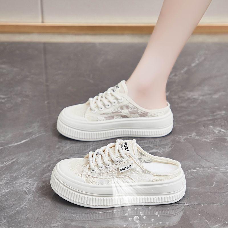 Breathable Little White Shoes Women's Shoes 2025 New Summer Net Shoes Popular Versatile Thick-soled Lace Thin Casual Board Shoes