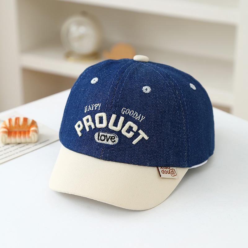 Kids' Trendy Korean Style Embroidered Denim Baseball Cap - Unisex Spring Sun Protection