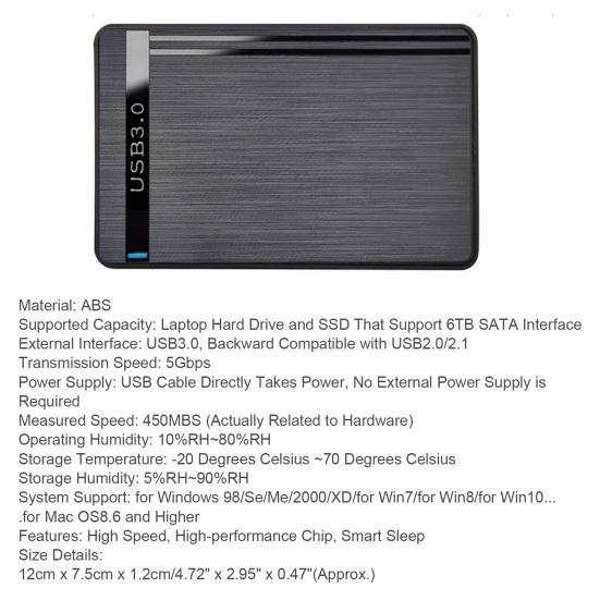 Drive Consumption Power-saving Data Speed Enclosure Universal High High-performance Low Power Storage 5Gbps 2.5