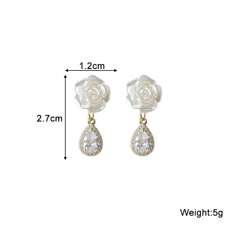 White Flower Top Water Drop Pendants Women's Dangle Earrings Elegant Acrylic Crystal Luxury Wedding Ear Jewelry 2025 new in