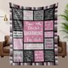 A Cozy German-Themed Graphic Fleece Blanket Made from Soft Fleece Material, Featuring Shades of Black, Gray, And Pink, Suitable for a Trendy