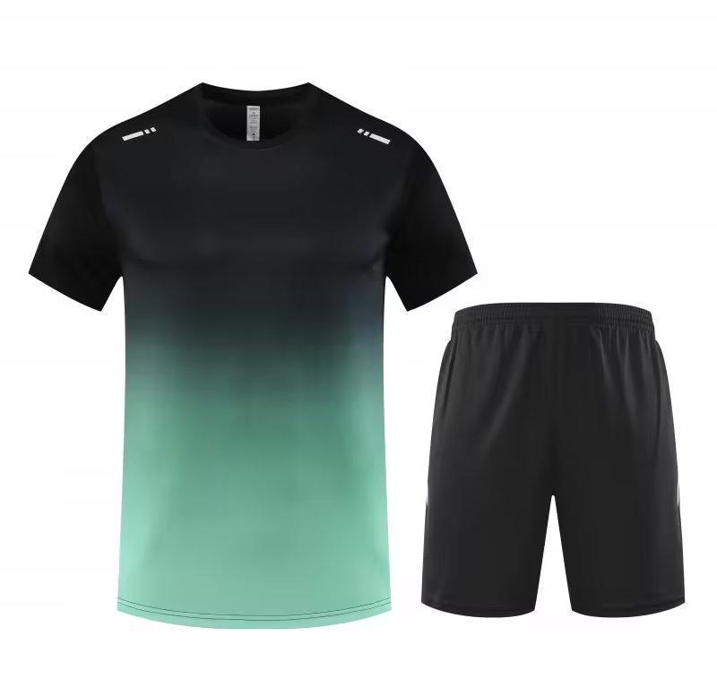 

Чоловічий швидковисихаючий спортивний одяг Gradient Ice Silk: Літній комплект для фітнесу та баскетболу з короткими рукавами L