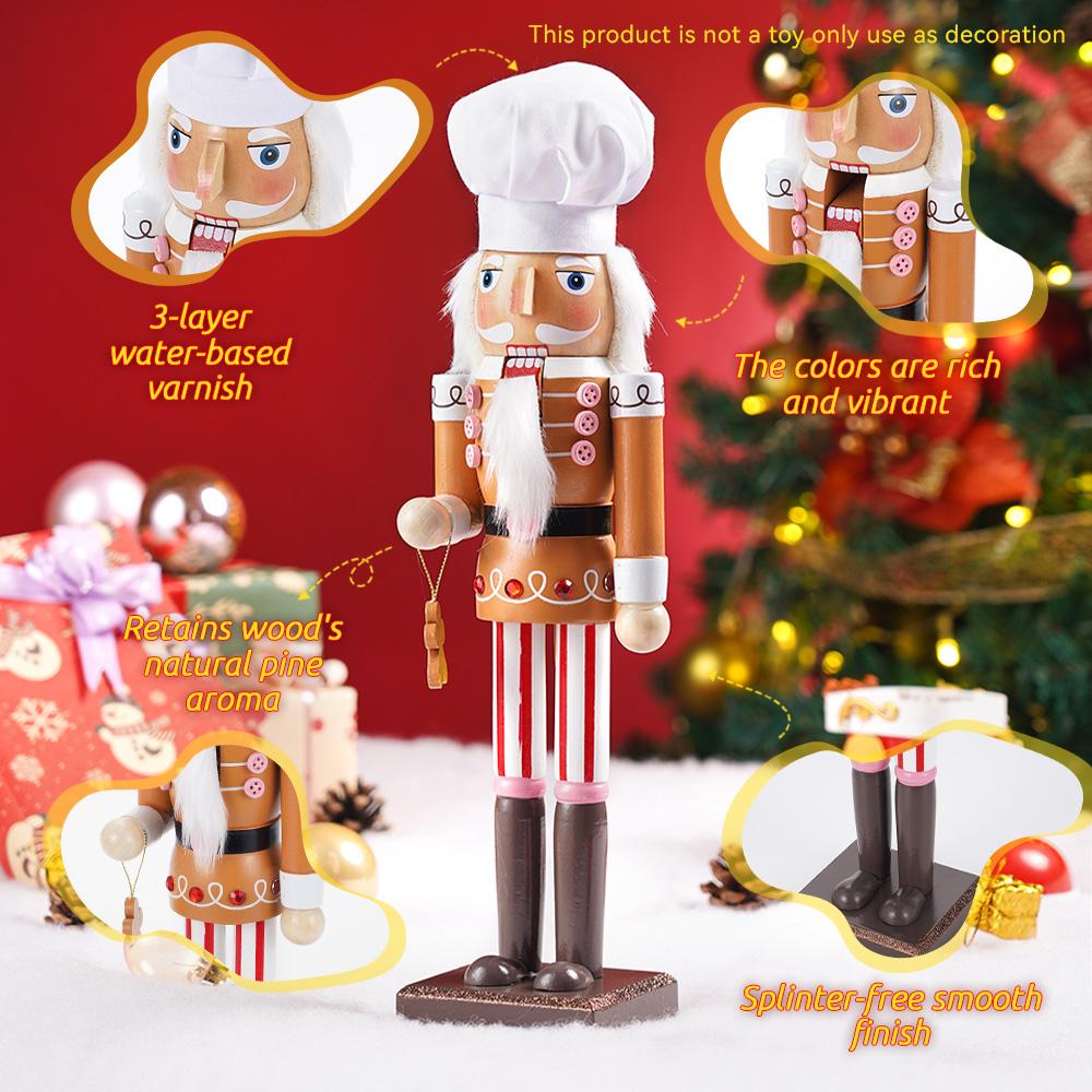 Christmas Nutcracker Gingerbread Man 4 types Chef Series Wooden Ornament Soldier Handcraft Doll Toy Home Desktop Decoration