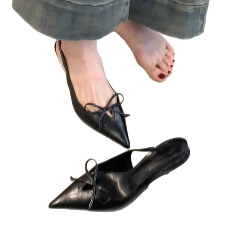 High Heels Women's Shoes New Temperament Elegant Bow Pointed Head Stiletto Bag Head Sandals Women