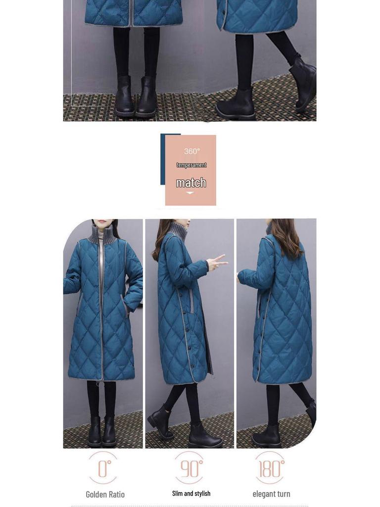 2023 Autumn/Winter Women's Mid-Length Korean Plus Size Lightweight Down Cotton Coat Jacket