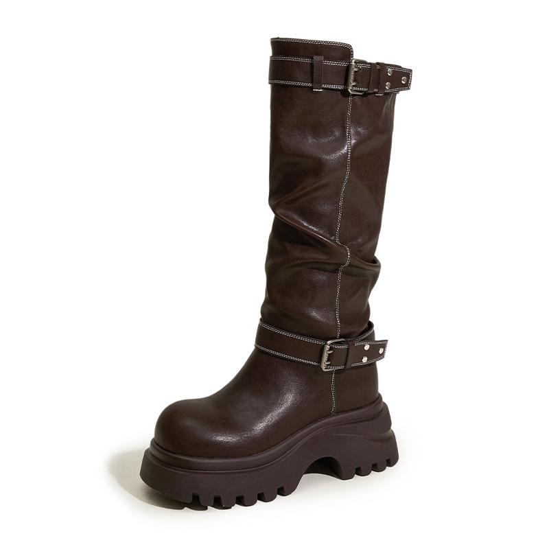 Boots Boots Women's 2025 Autumn and Winter New Fleece Warm High Boots Versatile Inner Heightening Merard Knight Boots