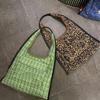 Leopard Print Lazy Wind Canvas Bag Women'S Large-Capacity Commuting Shoulder Handbag Casual Versatile Tote Bag