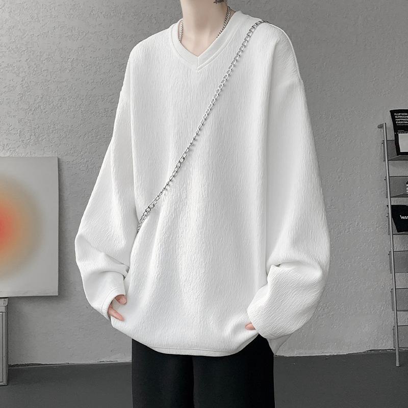 

Новая осенняя трендовая брендовая мужская футболка с длинным рукавом большого размера, базовая футболка M белый