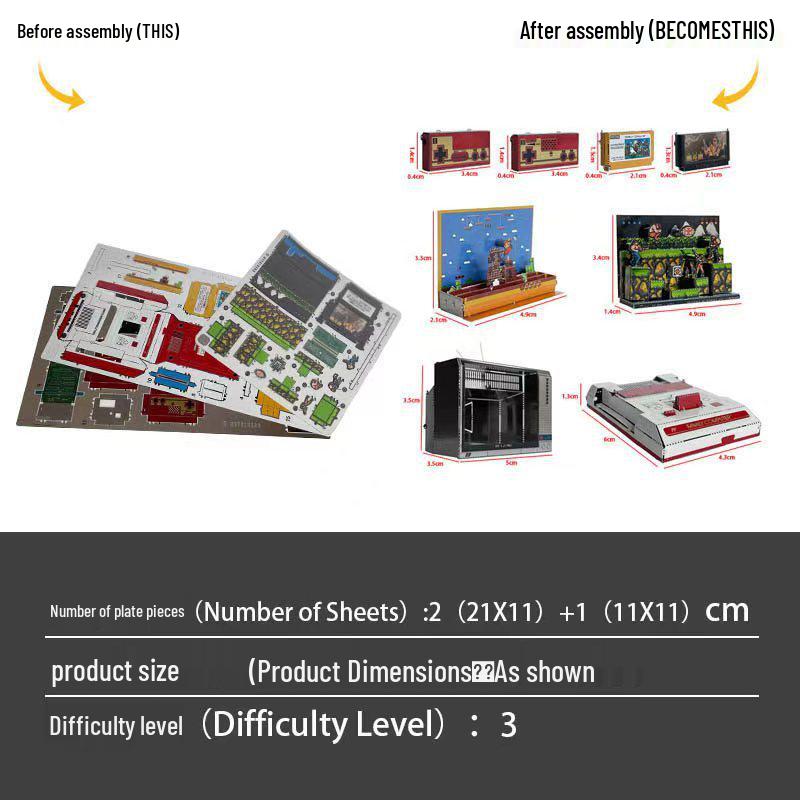 

Ретро Famicom DIY 3D Металлический Пазл Игрушка: Стереоскопический, Ностальгический, Сборка без клея