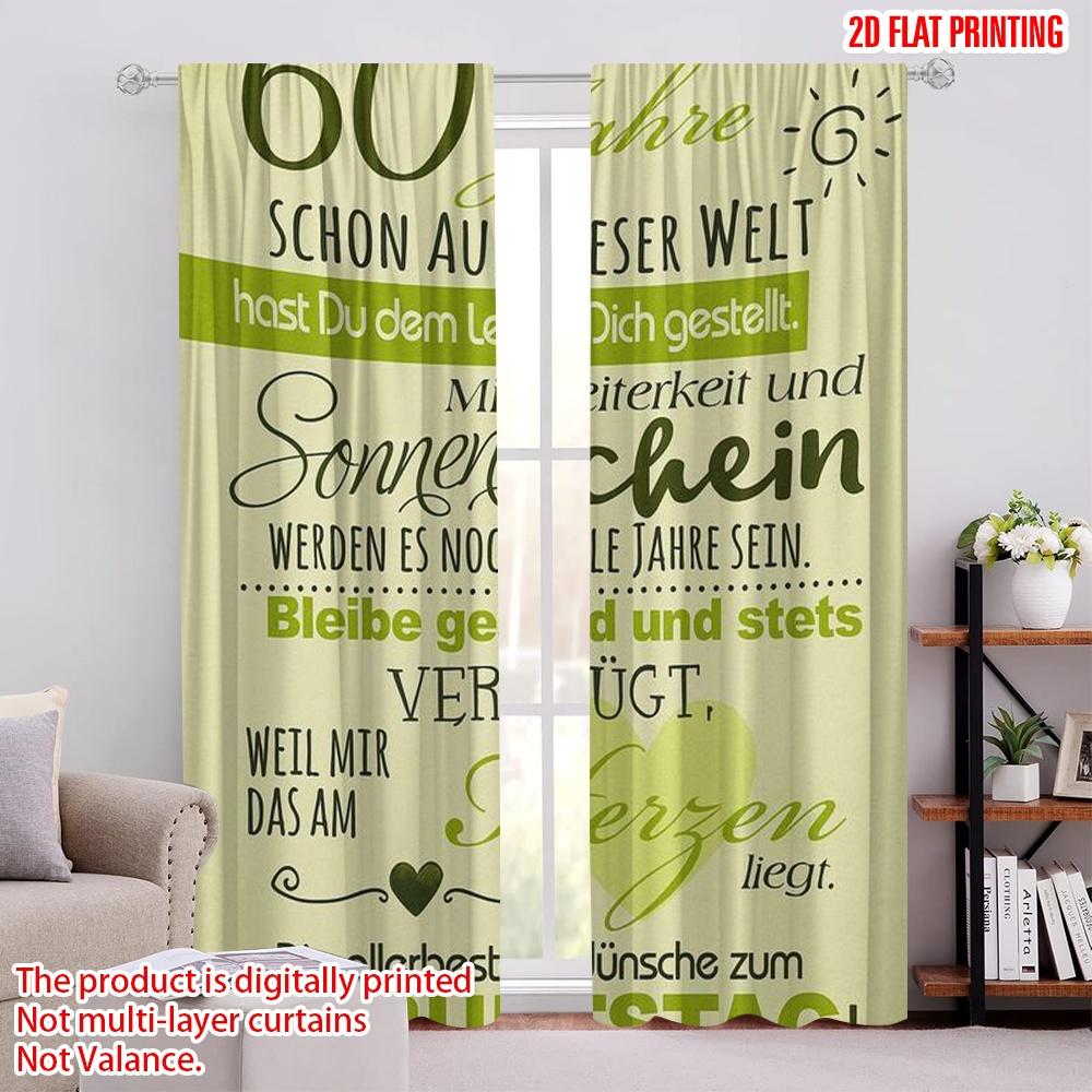 

2pcs,2D plane printing Curtain Fabric 60th Birthday Wishes Versatile Durable Polyester (without rod) Gifts Use for Bedroom, 52.50 × 116.00 cm 2 pcs