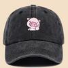 Cartoon Style Pink Piggy Print Baseball Cap Adjustable Unisex Music Hat