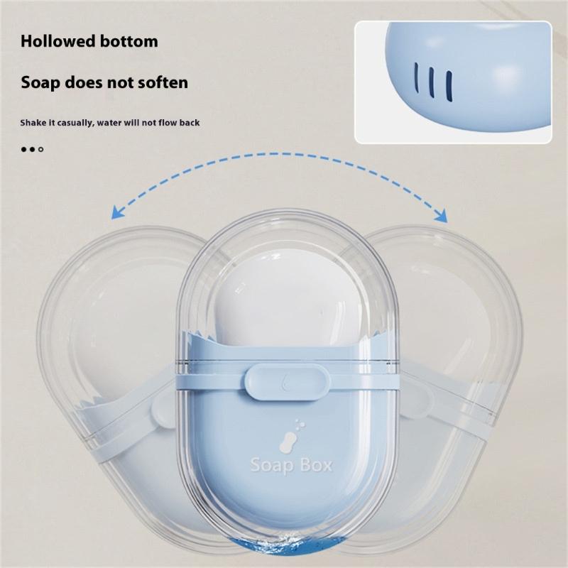 Portable Soap Holder Case Waterproof ABS Storage Box with Lid and Drainage Holes For Toiletries Bag Travel Essential
