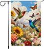 Spring Summer Garden Ag 12x18 Inch Double Sided Small Burlap Hummingbird Buttery Oral Ag Sunower Daisy Outdoor Dec GGO