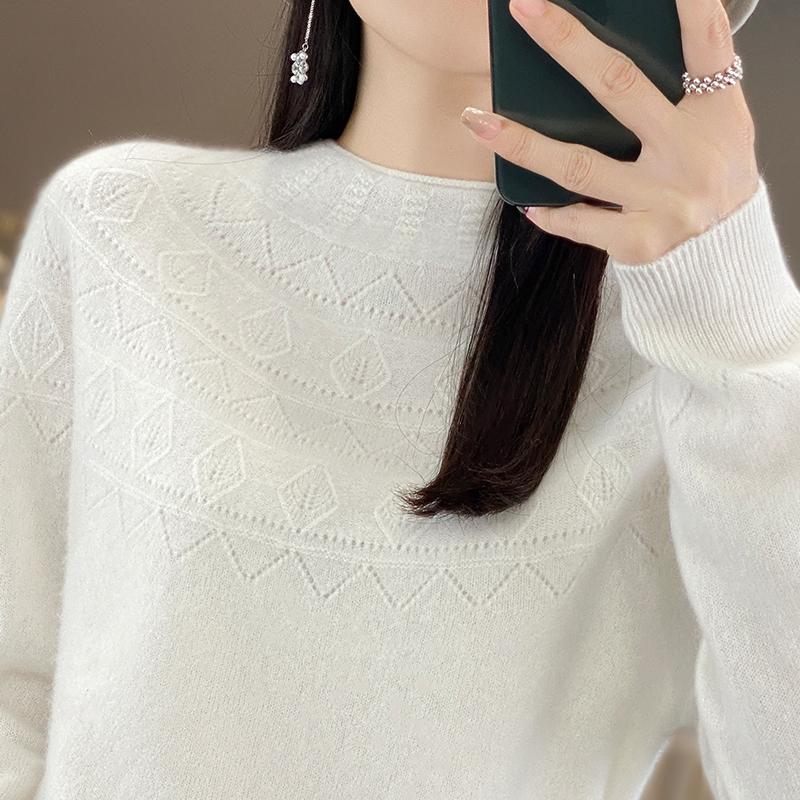 Women's Cashmere Sweater Qinghe Cashmere 30% Cashmere 70% Wool Women's Autumn and Winter Cashmere Pullover Soft and Warm
