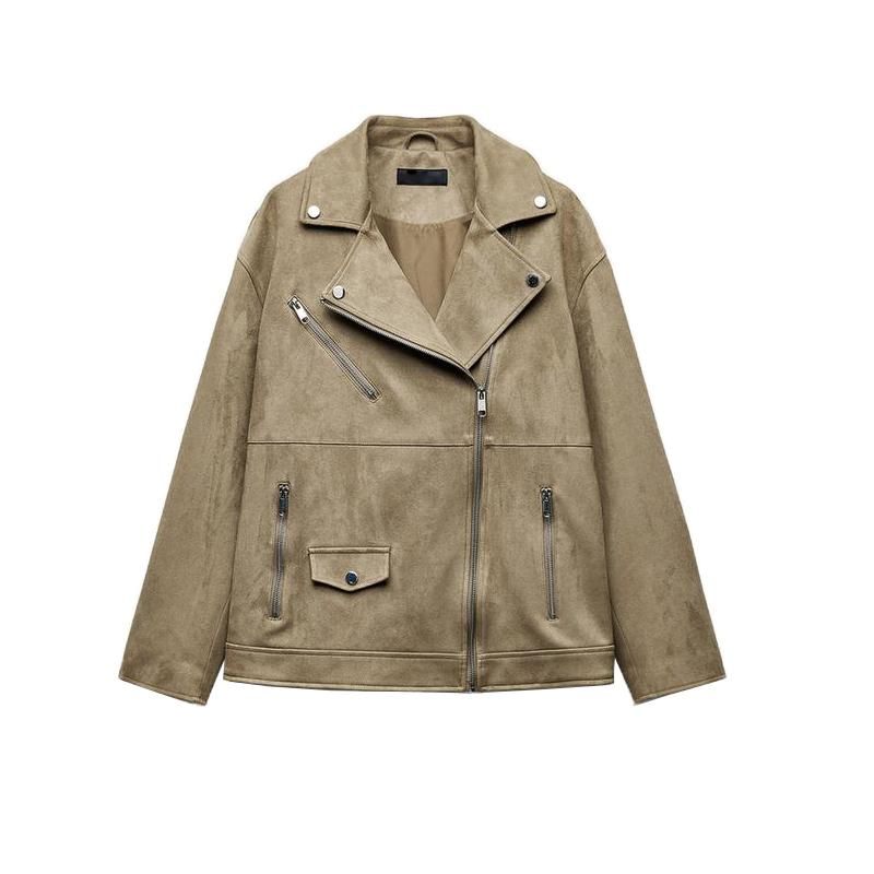 Spring New Women's Clothing French Vintage Style Suede Texture Effect Motorcycle Jacket Outwear 3046067