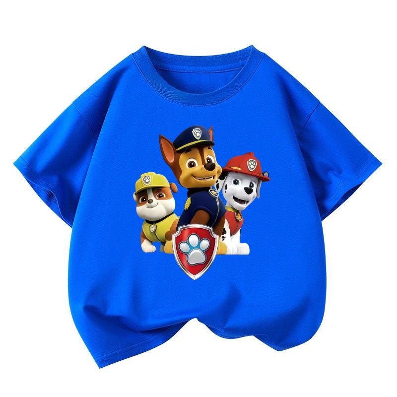 High-Quality Boys' Autumn Cartoon Print Short-Sleeve Round Neck Shirt