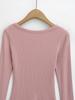 Spicy Girl Ribbed Peach V-neck Buttoned Slimming Long-sleeve T-shirt for Women - Spring 2025 Collection