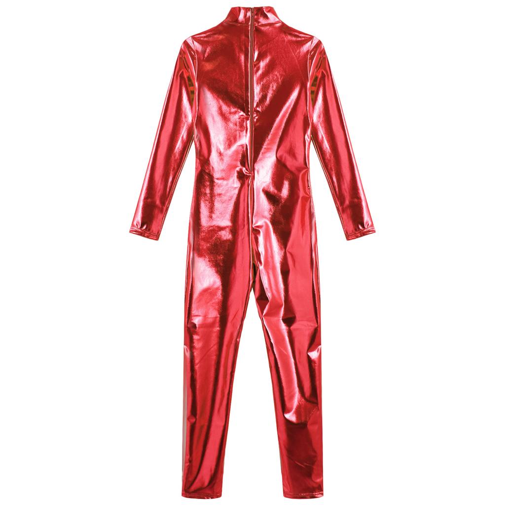Barn Unisex Performance Jumpsuit Metallic Glansig, Långärmad Halsringad Helkroppsdräkt För Halloween & Dansrollspel