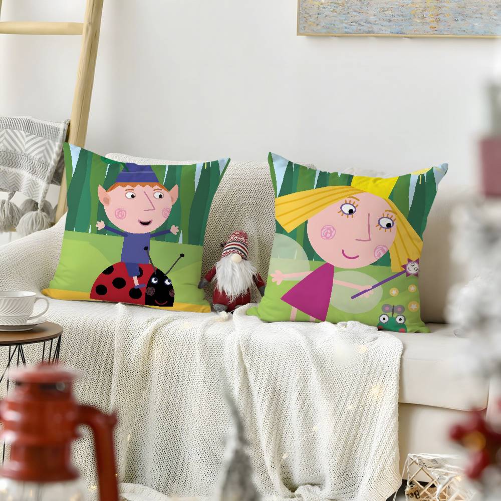 Kissenbezug mit Cartoon-Motiv von B-Ben und Hollys Little Kingdoms, weicher Plüschstoff, doppelseitig bedruckt, dekoratives Kissen für Wohnzimmer, Geschenkidee