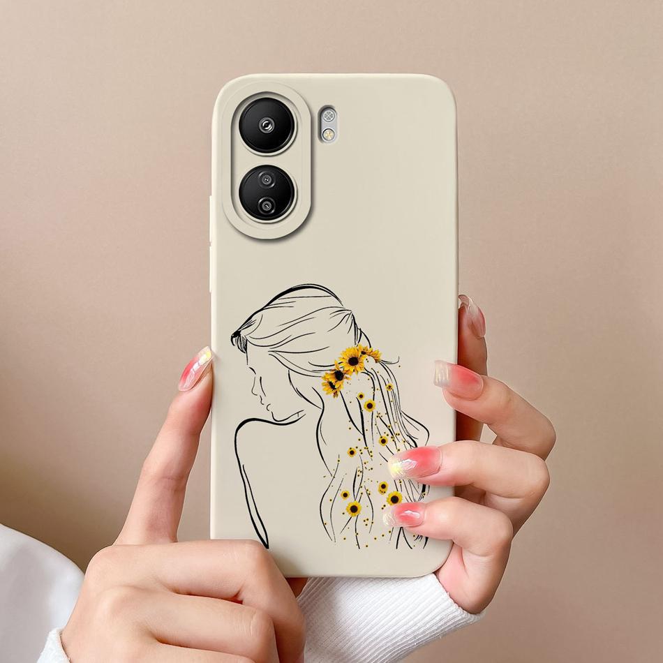 Etui w kształcie serca dla telefonu Poco C65 Pokrowiec Miękki Wysokiej Jakości Płynny Silikon Pełna Ochrona Tylna Pokrywa Dla Xiaomi Poco C 65 Funda