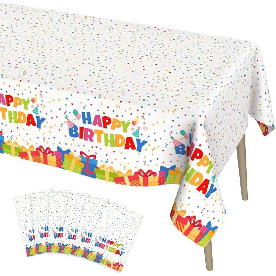 Birthday Tablecloth, 2 Pack Birthday Table Cloths, 54 X 108 Inch Disposable Rectangle Tablecloths Plastic Birthdays Table Cover Party Tablecovers,