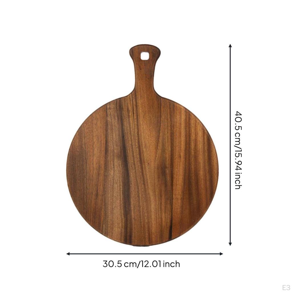 Planche à Pizza avec Poignée Ronde en Bois Naturel pour Cuisiniers Amateurs, Hôtes