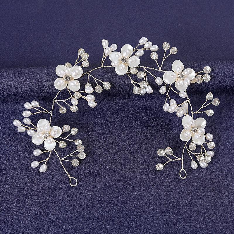 Silver Color Crystal Hairband For Women Prom Pearl Rhinestone Headband Bridal Wedding Hair Accessories Jewelry Hairband Tiaras