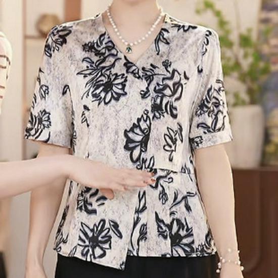 

Elegant Mom s Mother s Day 2026 Short-Sleeve T-Shirt: Stylish Summer Wear for Middle-Aged and Elderly Women 5XL [Suggested 150-165 Jin]