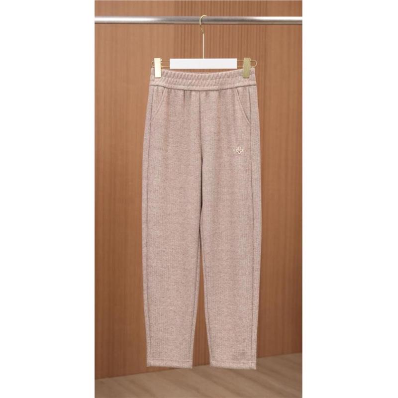 Fashionable High Waist Fleece-Lined Knit Pants - Autumn Winter Casual Chic