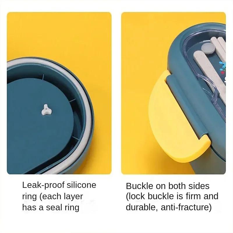 Children Kids School Portable Bento Box Bag, Office Dinnerware Food Storage Container, Leakproof Wheat Straw Lunch Box Microwave