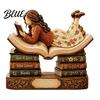 Bookish Gifts for Women Wooden Reading Girl Figurine Book Lovers, Personalized Desktop Bookshelf Decor with Ornaments Stacked Design Home Library