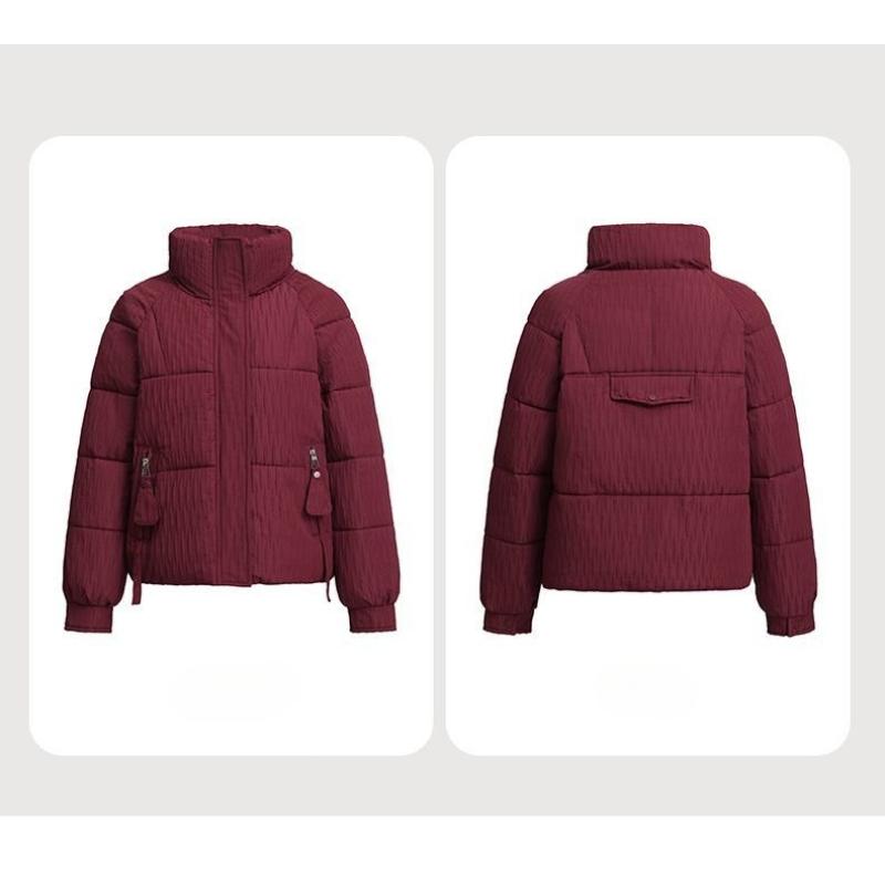 Fashionable Winter Womens Down Cotton Jacket Stand Collar Warm Windproof Loose Fit Coat