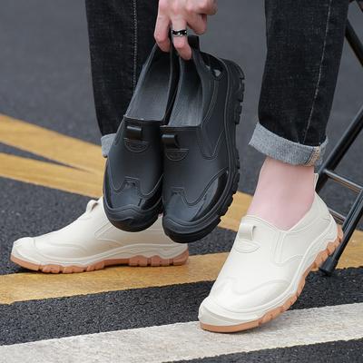 New Low-top Rain Shoes for Men and Adults, Flat-soled Non-slip Waterproof Shoes, Shallow-mouth Rubber Shoes, Overshoes, Non-slip Short Work Summer Men
