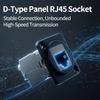 D-Type Panel Mount RJ45 Socket – CAT5e / CAT6 Ethernet Network Connector for Industrial Enclosure, Server Rack & Wall Box Wiring
