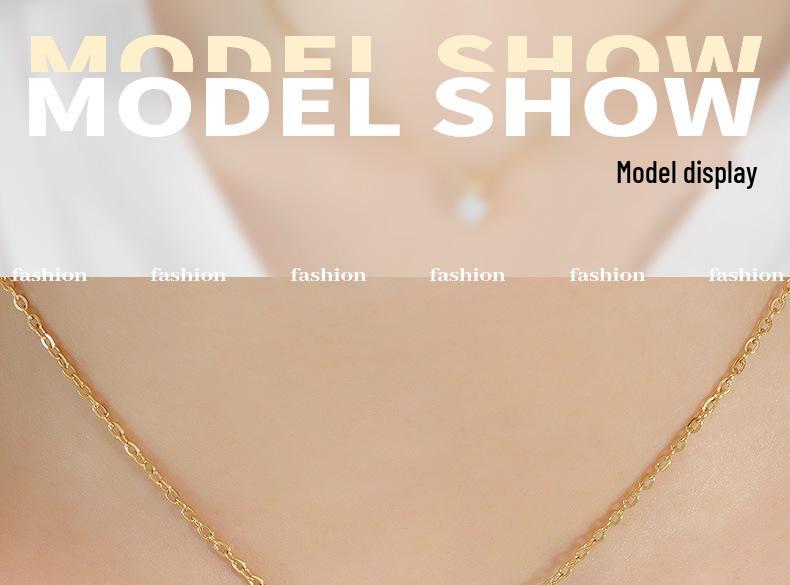 Korean Style 18K Gold-Plated Choker Necklace with Zirconia Diamond Inlay, Titanium Steel Women's Jewelry