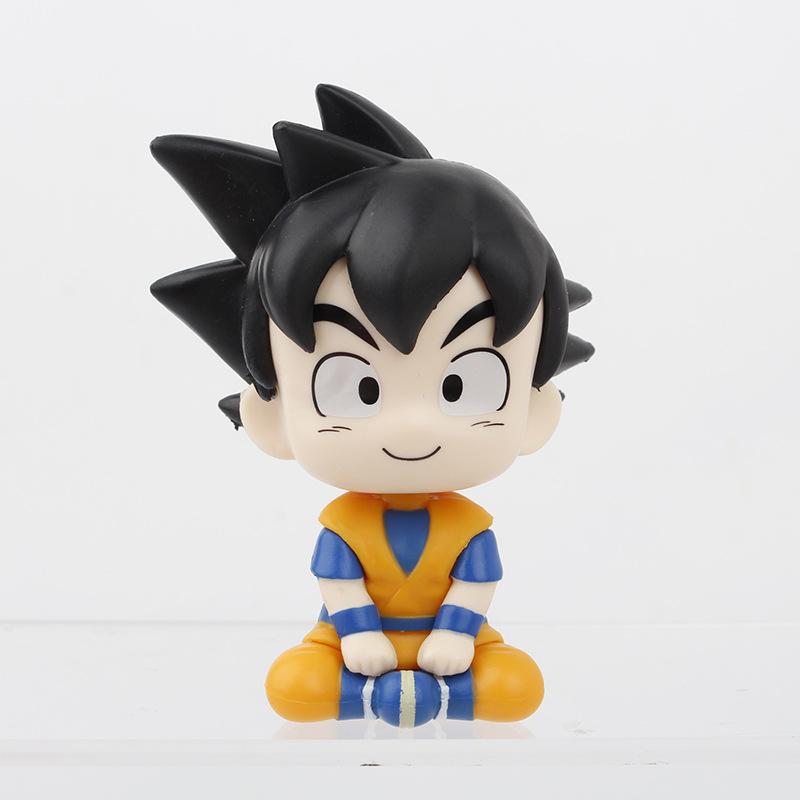 2Pcs Anime Dragon Ball Q Version Sitting Childhood Goku Vegeta Action Figure Car Decoration Statue Model Toys Children Gifts