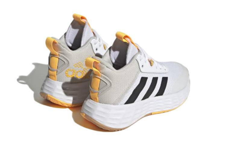 adidas OwnTheGame 2.0 K Mid Top Children's Basketball Shoes White Black Yellow Kids' H06418