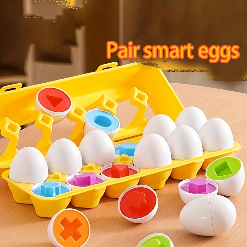 12/6pcs Color and Shape Matching Toys Simulated Egg Shapes with Storage Box - Geometric Shape & Color Learning Toy Set for Kids