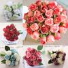 Artificial Flowers 12head Rose Silk Fake Floral Bridal Wedding Bouquet Party