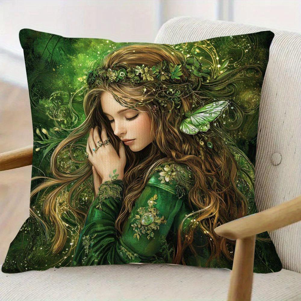 1Pc, Short Plush Decorative Pillow Cover, Virgo The Meticulous Healer Pillowcase, Single-Sided Print, 18" X 18", Suitable For So