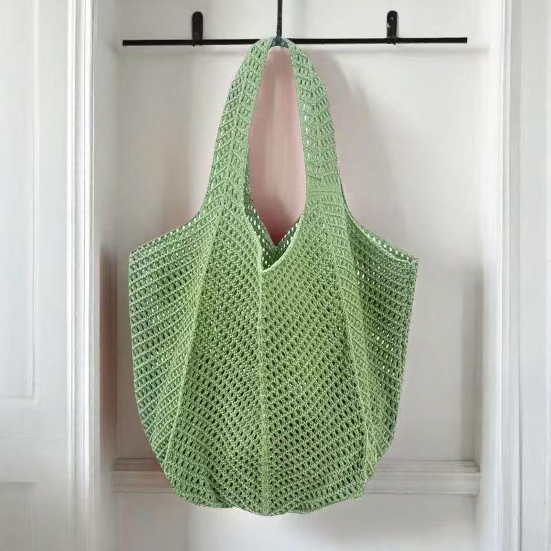 Летние сумки крючком dopamine для женщин, летняя пляжная сумка-тоут, эстетичная ручная плетеная сумка в стиле хиппи, тренд 2024 года, новая женская сумка-шоппер, вязаная сумка в стиле бохо