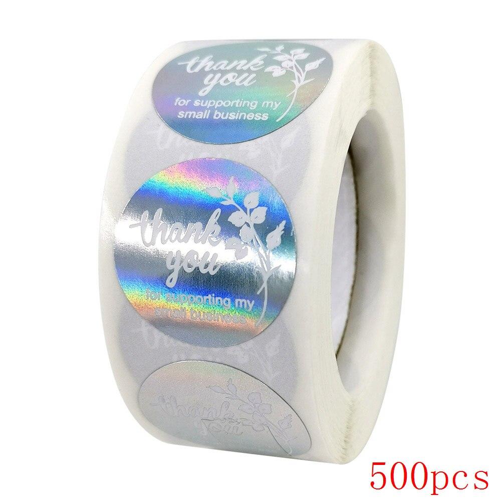 50-500pcs Silver Foil Labels Thank You Sticker for Business Package Gift Seal Labels Shipping Sticker 500pcs Handmade Stationery