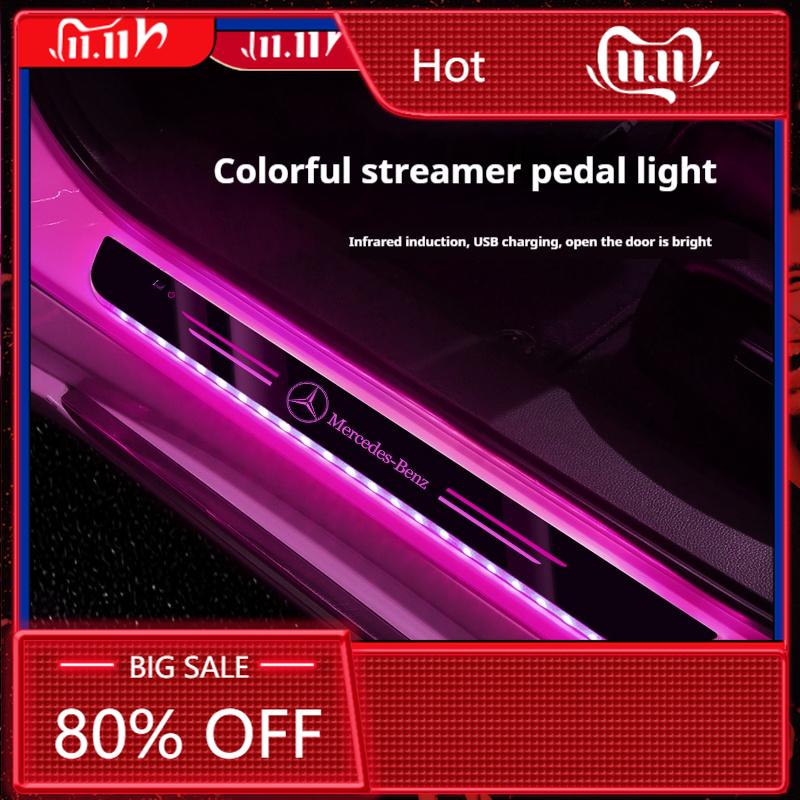 2025 New For Mercedes Benz Car LED Wireless Welcome Pedal Light Door Sill Light For Mercedes-Benz AMG A C E V Class Sprinter GLC
