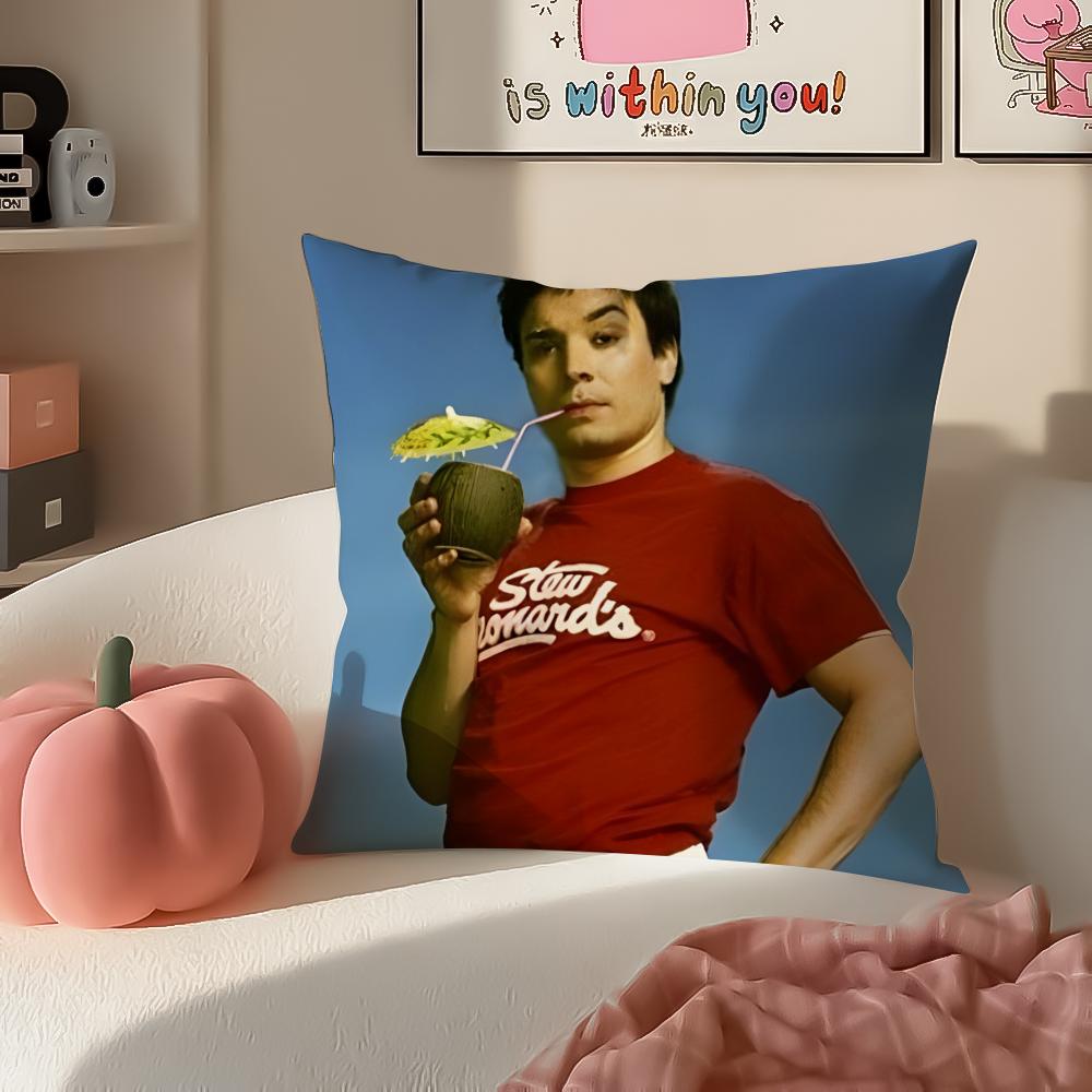 JJimmy FFallon Meme Cushion Cover Pillowcase Short Plush Invisible Zipper Room Sofa Cushion Cover