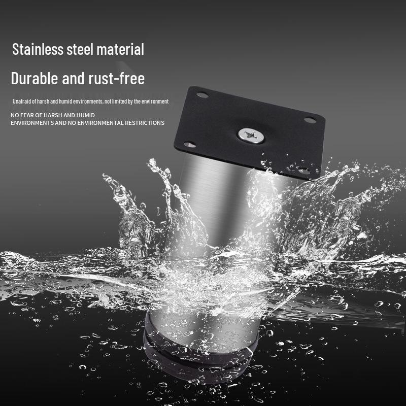 Thickened Stainless Steel Adjustable Cabinet Legs - Furniture, Sofa, Coffee Table Support Legs, Round Tube Design.