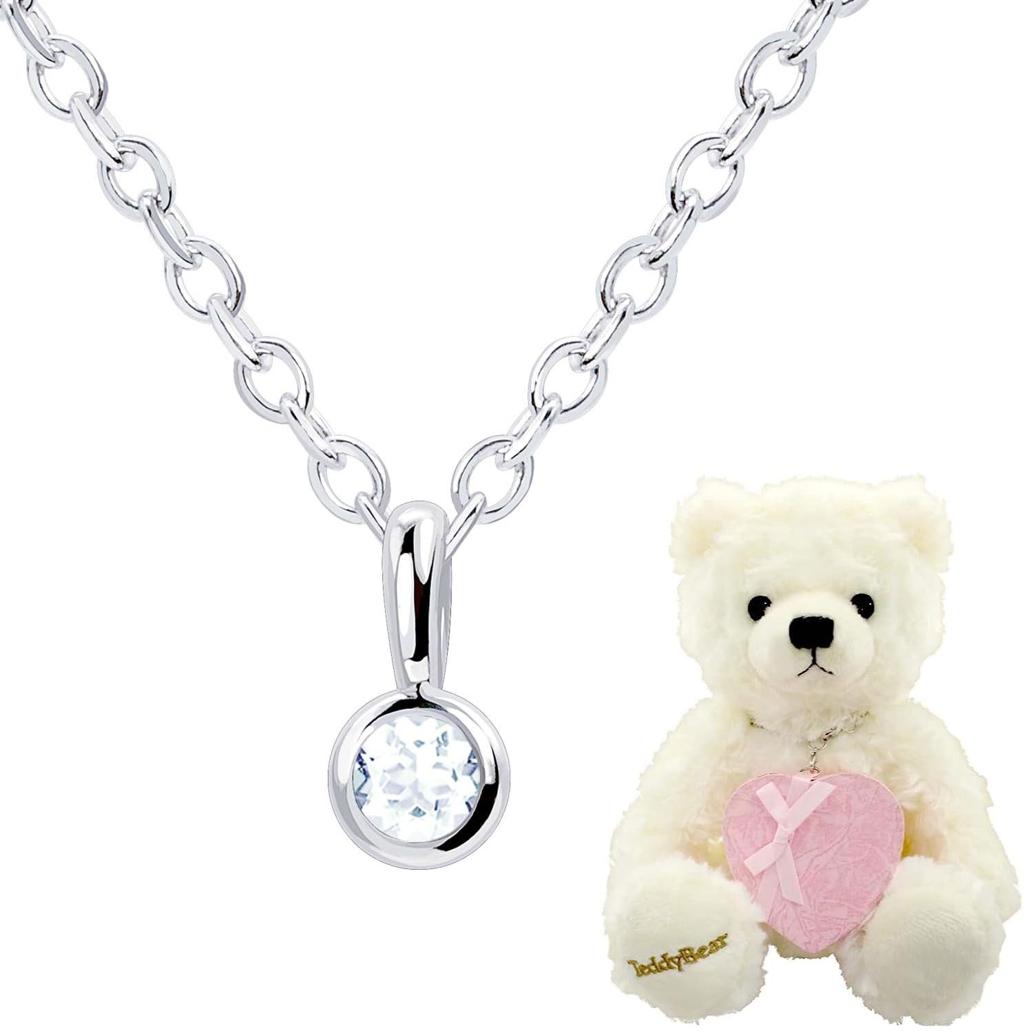 

Necklace Single Fukurin Diamond Silver Pearl White Teddy Bear Set March Birthstone Aquamarine [Sears] Women s 13930-s-tdt-01-w-03