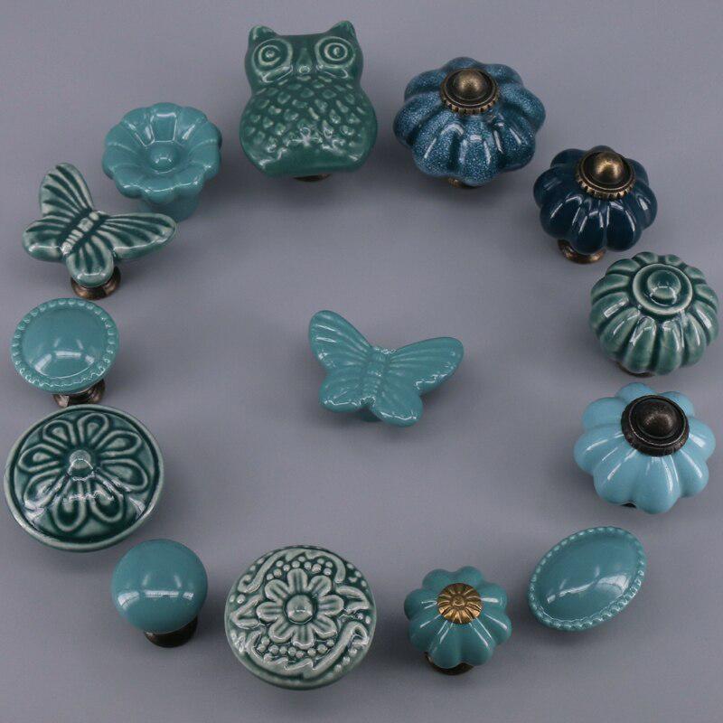 2PCS Special Color Ceramic Wardrobe Drawer Pull Handle Furniture Knob Hardware Europe Cabinet Cupboard Handles Drawer Pull