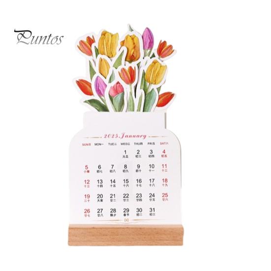 

Календарь с цветущими цветами на 2025 год, настольный календарь с цветочным рисунком и деревянной основой, съемные ежемесячные открытки, календарь-открытка для домашнего офиса, декор A